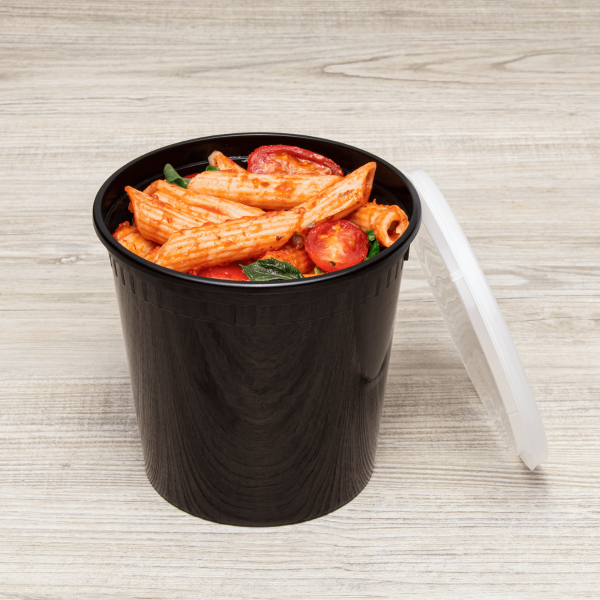 [240 sets] 24 oz Deli Containers with Lids | Injection Molded PP | Black