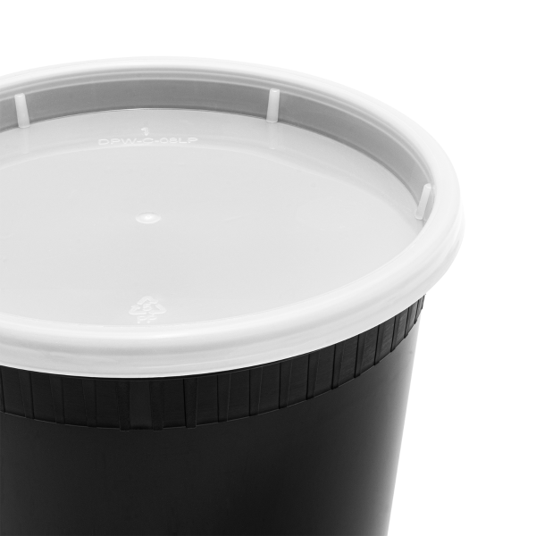 [240 sets] 32 oz Deli Containers with Lids | Injection Molded PP | Black