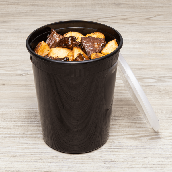 [240 sets] 32 oz Deli Containers with Lids | Injection Molded PP | Black