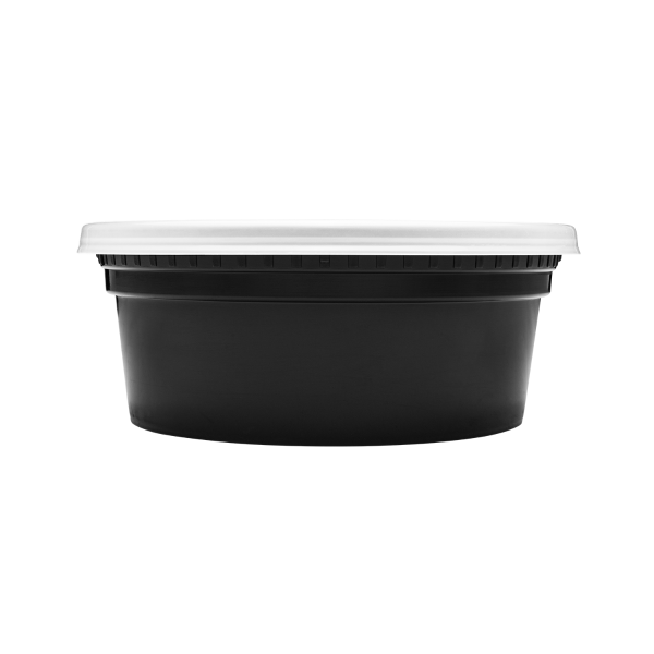 [240 sets] 8 oz Deli Containers with Lids | Injection Molded PP | Black