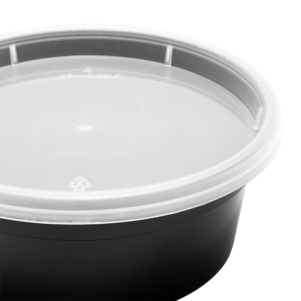 [240 sets] 8 oz Deli Containers with Lids | Injection Molded PP | Black