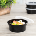 [240 sets] 8 oz Deli Containers with Lids | Injection Molded PP | Black