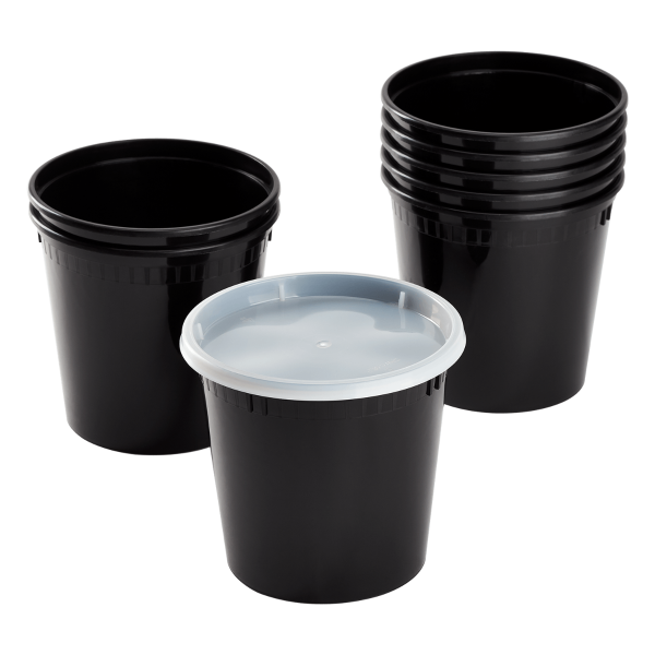 [240 sets] 24 oz Deli Containers with Lids | Injection Molded PP | Black