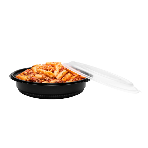 [150 ct] 32 oz PP Round Microwaveable Container, Black