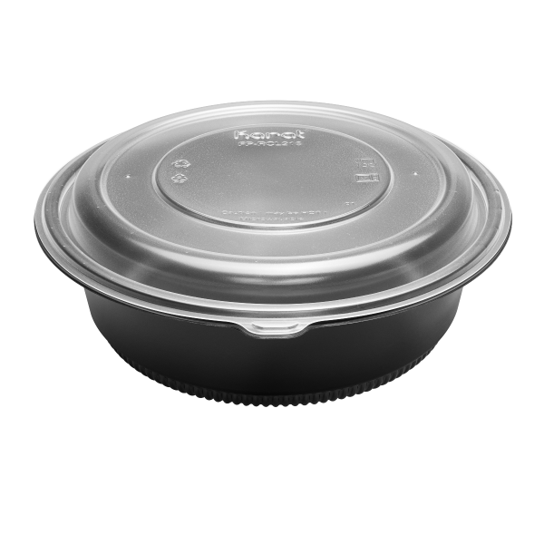 [150 ct] 48 oz PP Round Microwaveable Container, Black