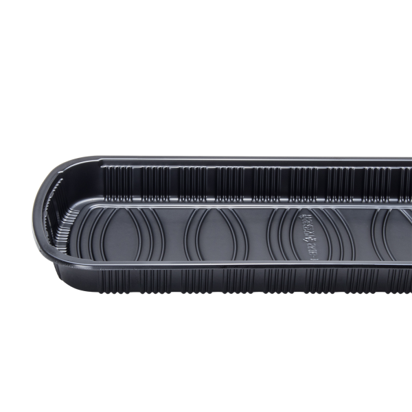 [100 ct] Full Slab Black PP Plastic Rib Container with Clear OPS lid