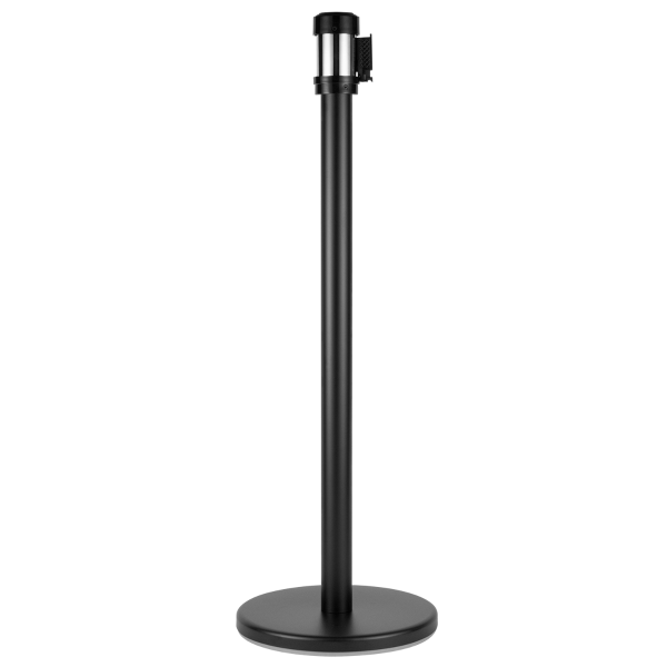 38" Black Guidance Stanchion with 78" Black Retractable Belt - Set of 2