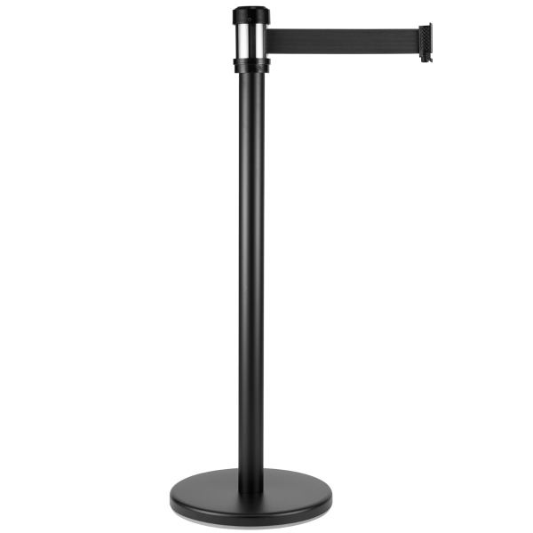 38" Black Guidance Stanchion with 78" Black Retractable Belt - Set of 2