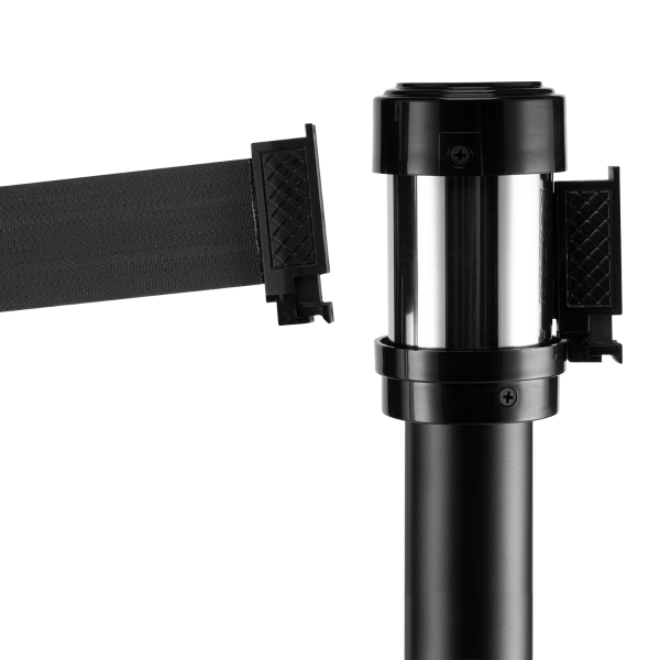 38" Black Guidance Stanchion with 78" Black Retractable Belt - Set of 2