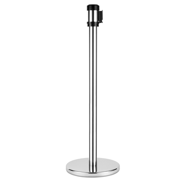 38" Silver Guidance Stanchion with 78" Black Retractable Belt  - Set of 2