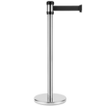 38" Silver Guidance Stanchion with 78" Black Retractable Belt  - Set of 2
