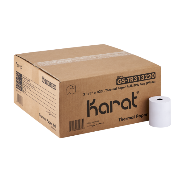 [50 ct] 3 1/8" x 220' Thermal Paper Rolls, White