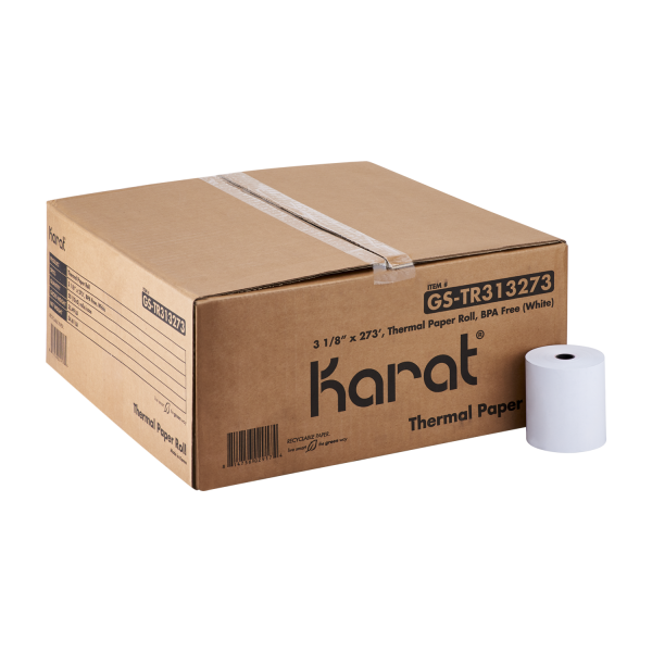 [50 ct] 3 1/8" x 273' Thermal Paper Rolls, White