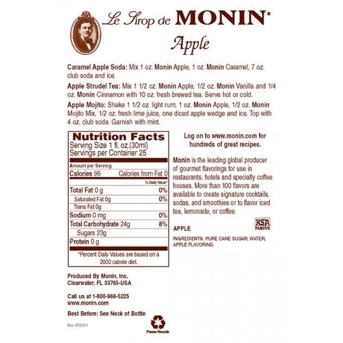 Monin Apple Syrup - Bottle (750mL)