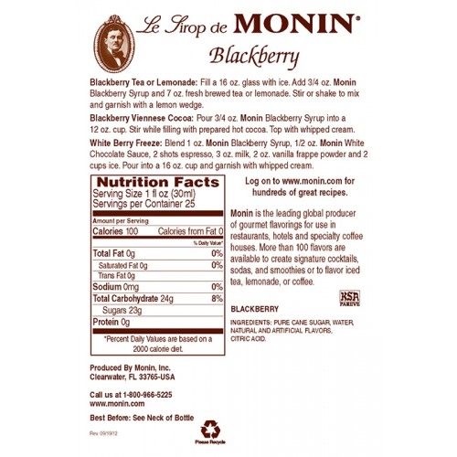 Monin Blackberry Syrup - Bottle (750mL)