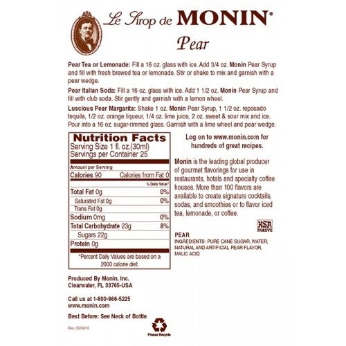 Monin Pear Syrup - Bottle (750mL)