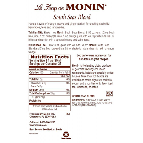 Monin South Sea Blend Syrup - Bottle (1L)