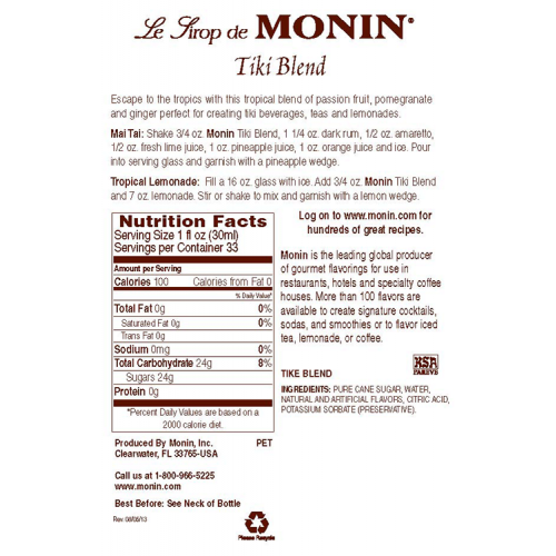 Monin Tiki Blend Syrup - Bottle (1L)