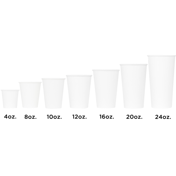 [1,000 ct] 12 oz Paper Coffee Cups | White | 90 mm