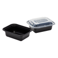 [150 sets] 12 oz PP Plastic Microwavable Rectangular Food Containers & Lids, Black
