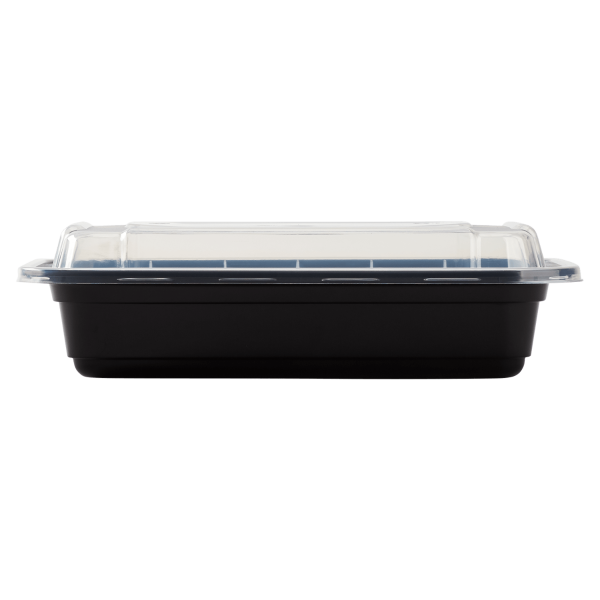 [150 sets] 16 oz PP Injection Molded Microwaveable Rectangular Black Food Containers with lids