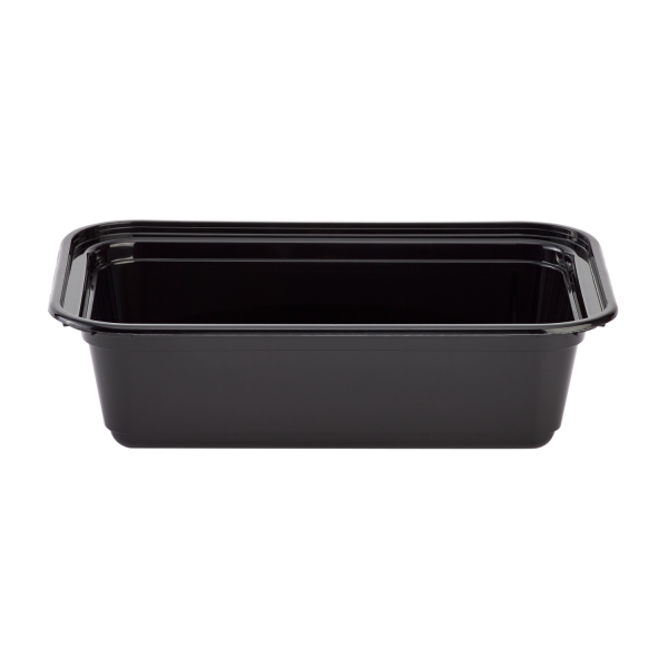 [150 sets] 24 oz PP Plastic Microwavable Rectangular Food Containers & Lids, Black