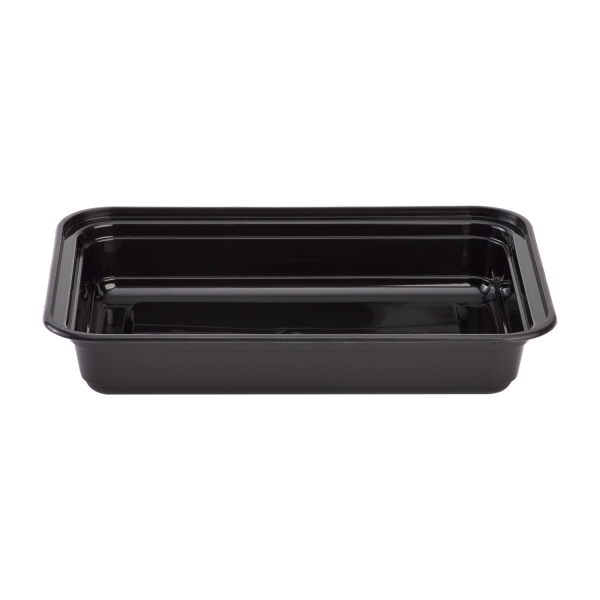 [150 sets] 28 oz PP Plastic Microwavable Rectangular Food Containers & Lids, Black