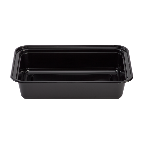 [150 sets] 38 oz PP Plastic Microwavable Rectangular Food Containers & Lids, Black