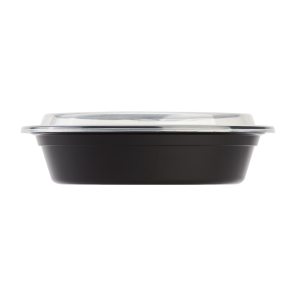 [150 sets] 24 oz PP Plastic Microwavable Round Food Containers & Lids, Black