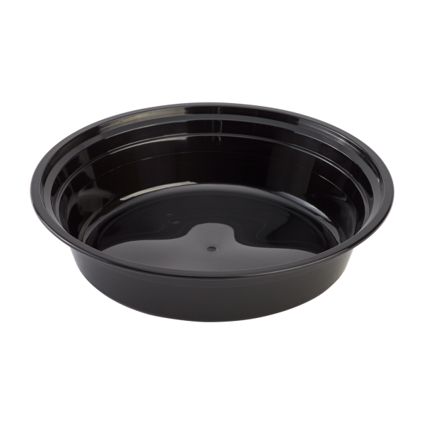 [150 sets] 24 oz PP Plastic Microwavable Round Food Containers & Lids, Black