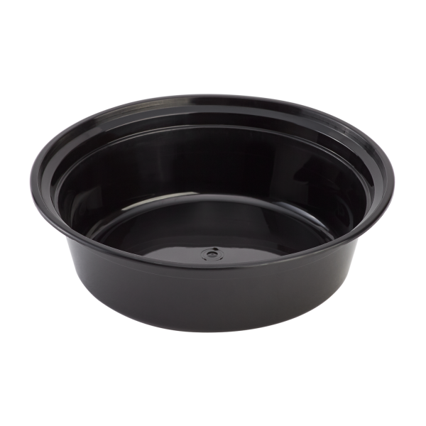 [150 sets] 32 oz PP Plastic Microwavable Round Food Containers & Lids, Black