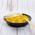 [150 sets] 48 oz PP Plastic Microwavable Round Food Containers & Lids (Black)