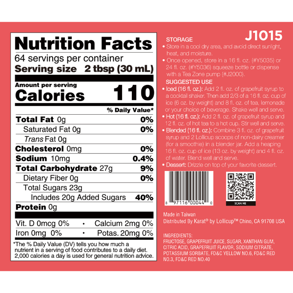 Grapefruit Syrup - Bottle (64oz)