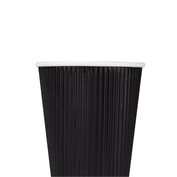 [500 ct] 12 oz Paper Coffee Cups | Ripple | 90 mm | Black
