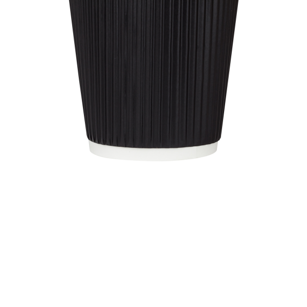 [500 ct] 12 oz Paper Coffee Cups | Ripple | 90 mm | Black