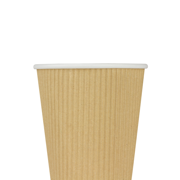 [500 ct] 12 oz Paper Coffee Cups | Ripple | 90 mm | Kraft