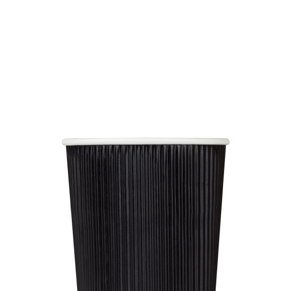[500 ct] 20 oz Paper Coffee Cups | Ripple | 90 mm | Black