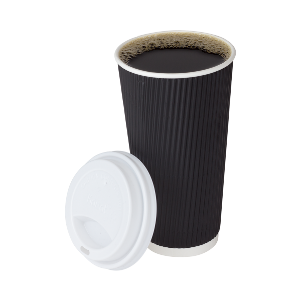 [500 ct] 20 oz Paper Coffee Cups | Ripple | 90 mm | Black