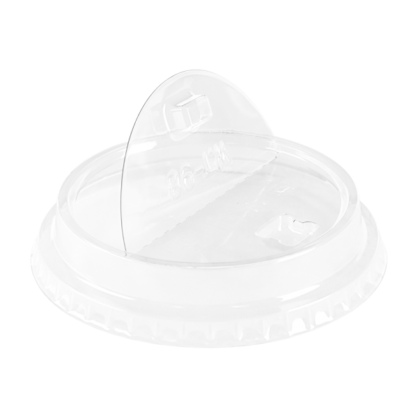 [1,000 ct] Plastic Dome Sipper Lids | PET | 98 mm | Half-Moon Flip Lid
