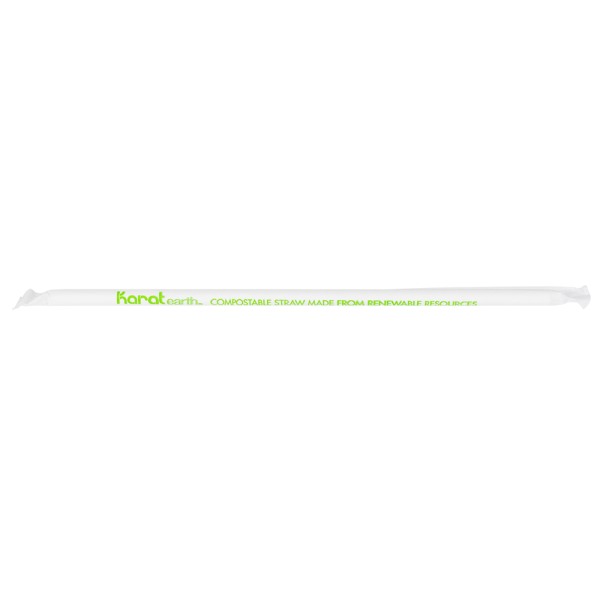 Karat Earth 10.25" Giant Paper Straw (7mm) Paper Wrapped, White - 1,200 pcs