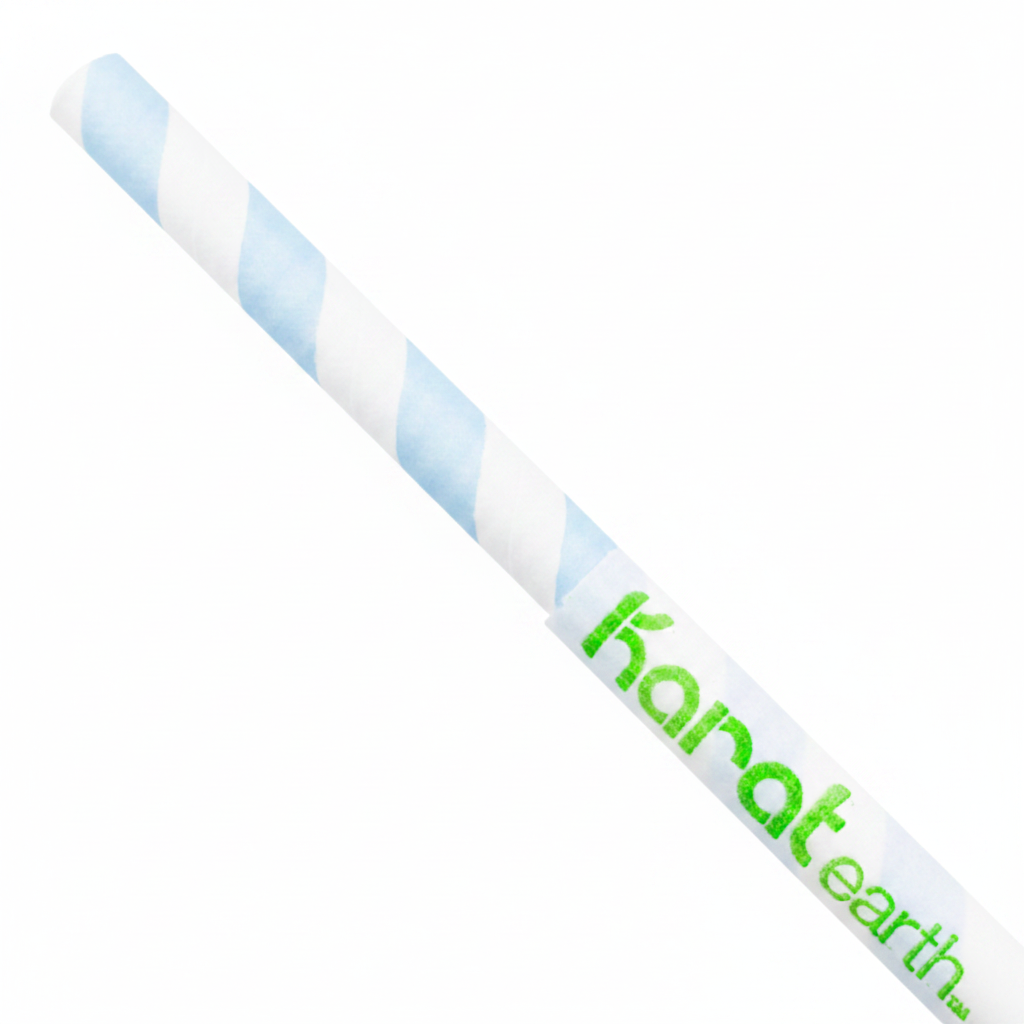 Karat Earth 10.25" Giant Paper Spiral Straw (7mm) Paper Wrapped, Blue & White - 1,200 pcs