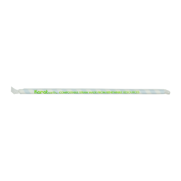 Karat Earth 10.25" Giant Paper Spiral Straw (7mm) Paper Wrapped, Blue & White - 1,200 pcs