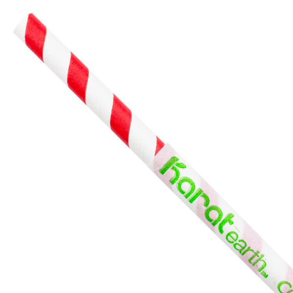 Karat Earth 10.25" Giant Paper Spiral Straw (7mm) Paper Wrapped, Red & White -1,200 pcs