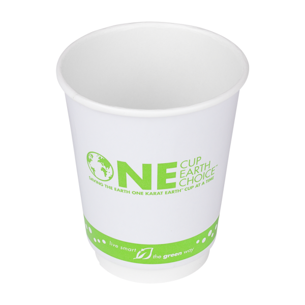 Karat Earth 8oz Eco-Friendly Insulated Paper Hot Cups (80mm), Generic Print - 500 pcs