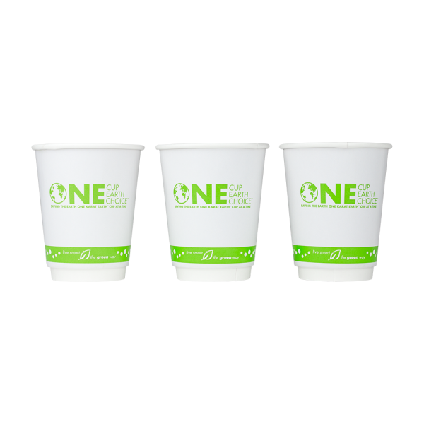 Karat Earth 8oz Eco-Friendly Insulated Paper Hot Cups (80mm), Generic Print - 500 pcs