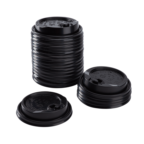 [1,000 ct] 10-24 oz Paper Coffee Cup Lids | 90 mm | Black | Flip-Top