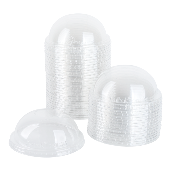 [600 ct] 32 oz Plastic Dome Cup Lids | PET | No Hole | 104.5 mm