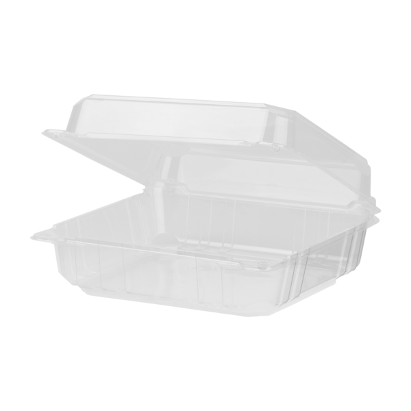 Karat Earth 9''x9" PLA Hinged Container, Clear - 200 pcs