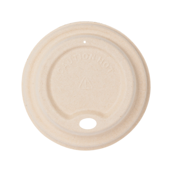 Karat Earth 80mm PFAS Free Bagasse Sipper Dome Lid for 8 oz. Hot Cup, Natural - 500 pcs