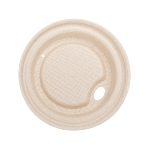 Karat Earth 80mm PFAS Free Bagasse Sipper Dome Lid for 8 oz. Hot Cup, Natural - 500 pcs